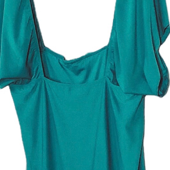 Lia Lee Off The Shoulder Turquoise Blue stretch Lace soft silky Top Size L - Picture 4 of 12